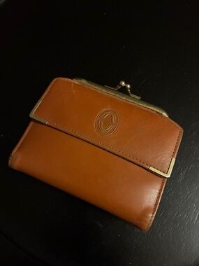 Vintage Buxton Cognac Brown Leather Kiss-Lock Wallet